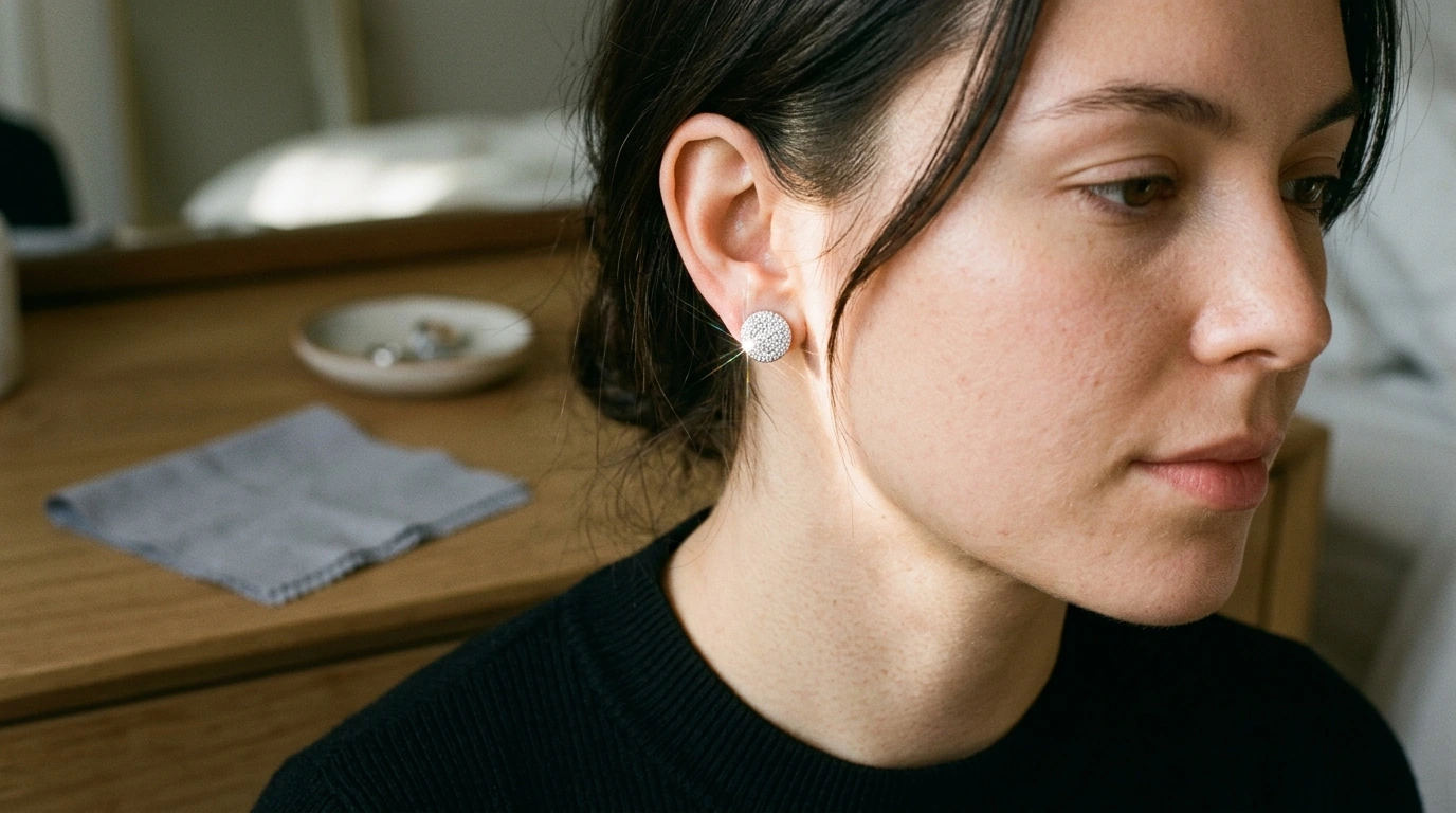 925 Sterling Iced-Out Stud Earrings: Shine & Care