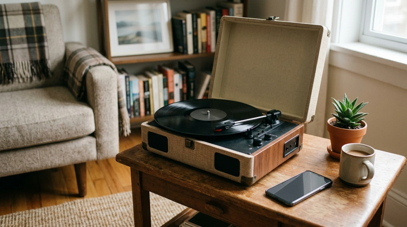 Portable 3‑Speed Record Player: Bluetooth, AUX & USB