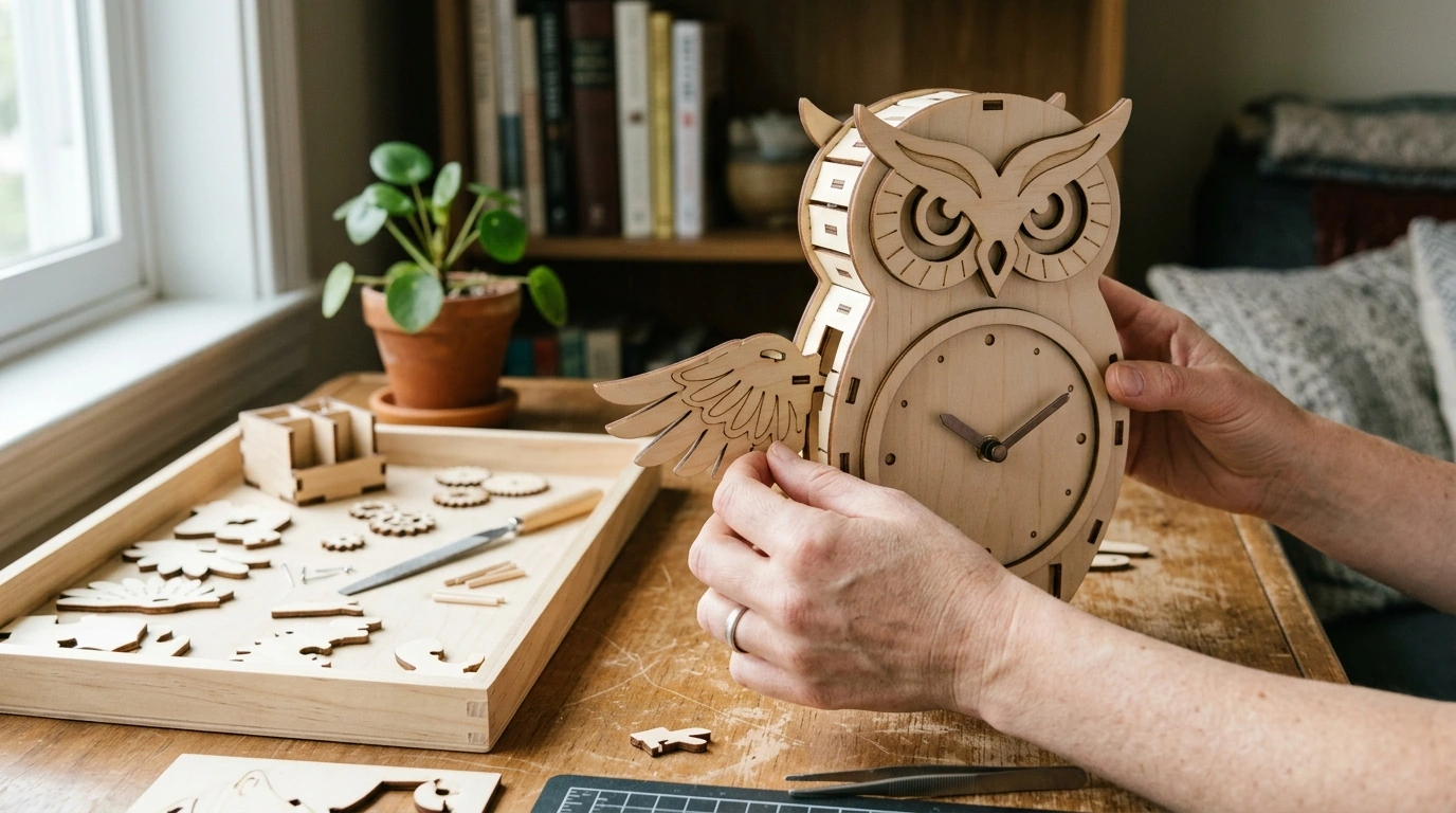 DIY 3D Owl Clock Kit: Build a Wooden Puzzle Timepiece