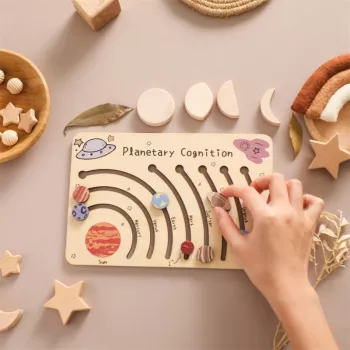 Wooden Solar System Puzzle Board for Planet Learning