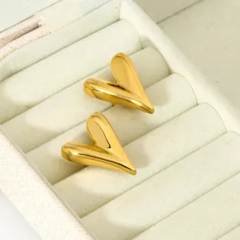 18K Gold Plated Heart Stainless Steel Earrings
