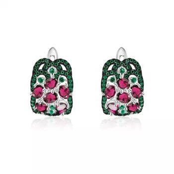3.0Ct Rhodolite Garnet Clip-On Earrings in Sterling