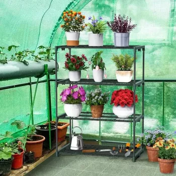 2-Pack Extra-Wide 4-Tier Metal Greenhouse Shelves